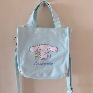 Sanrio Cinnamoroll Small Blue Canvas Crossbody Bag with Top Handles